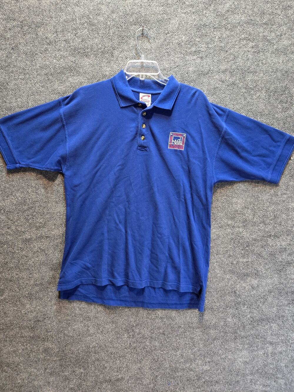 Vintage National Football League Players Association Blue Waffle Polo L